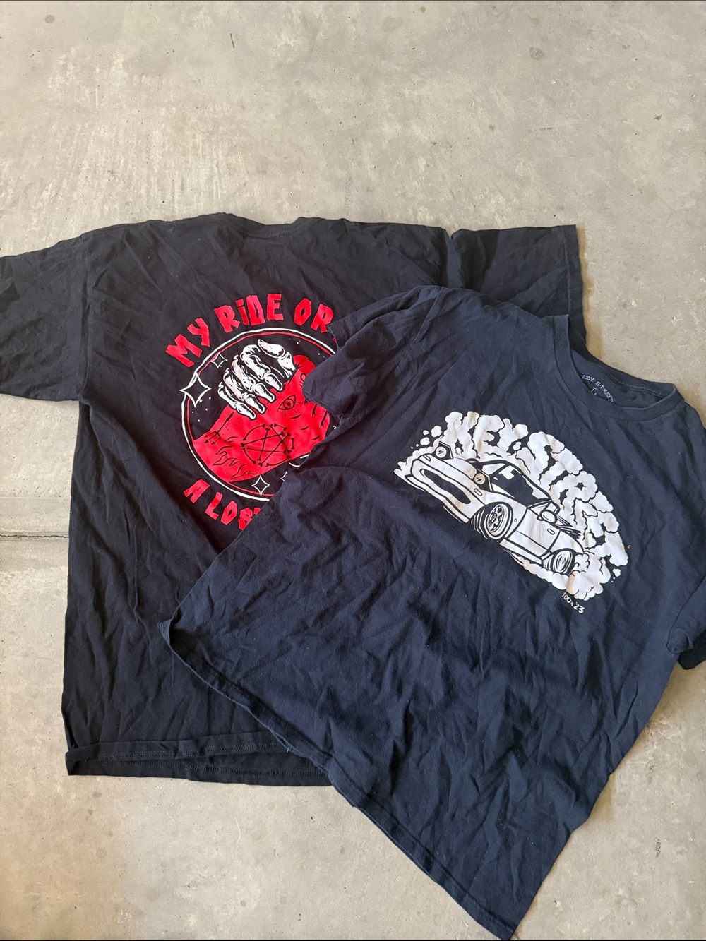 Black Graphic Car Tee with Red Skull Back Print